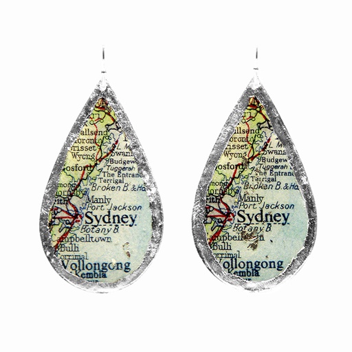 [EV.FASH.0051841] Sydney Map Teardrop Earrings