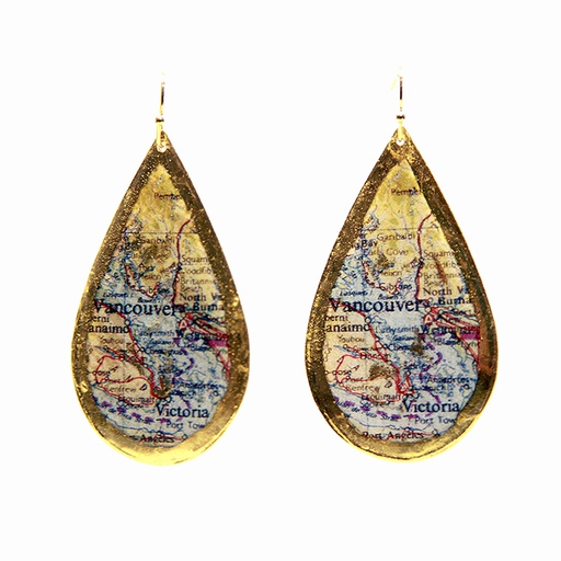 [EV.FASH.0051843] Vancouver Map Teardrop Earrings