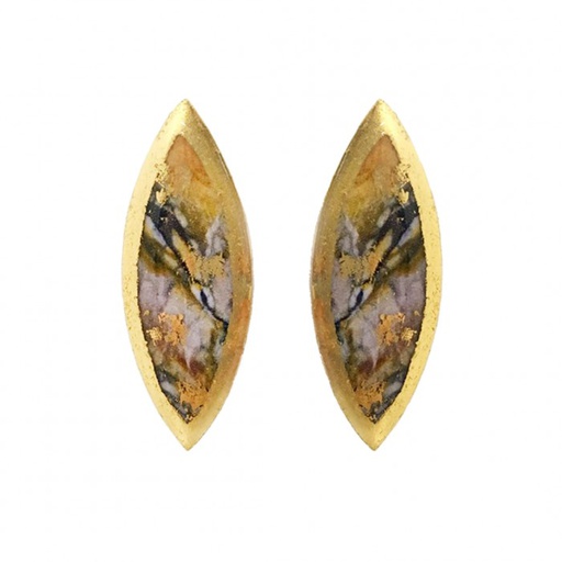 [EV.FASH.0052098] Marble, Violet & Orange Marquis Earrings