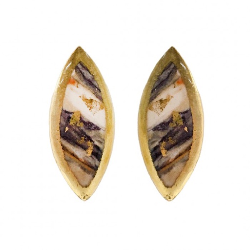 [EV.FASH.0052099] Marble, Blue & White Marquis Earrings