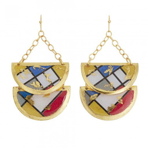 [EV.FASH.0052243] Mondrian Double Half Circle Earrings
