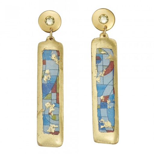 [EV.FASH.0052245] Blue Abstract Column Earrings