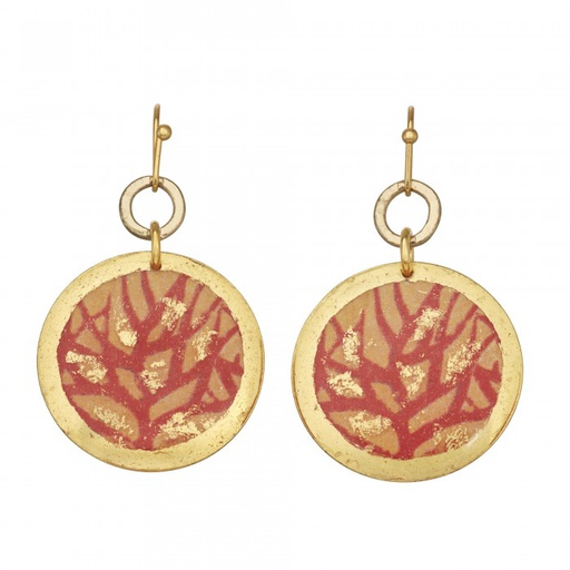 [EV.FASH.0052377] Red Coral Disc Earrings