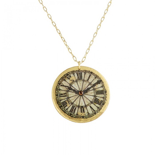 [EV.FASH.0052446] Victorian Clock Necklace 1.5" Disc
