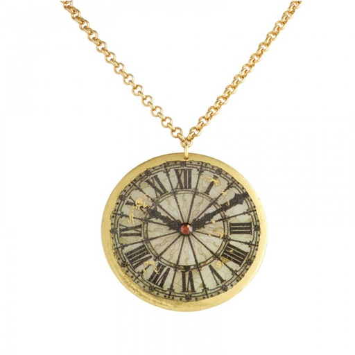 [EV.FASH.0052447] Victorian Clock Necklace 2" Disc