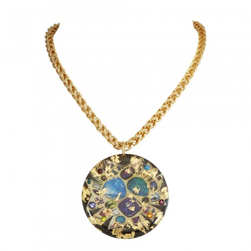 Bejeweled Disc Pendant - Black