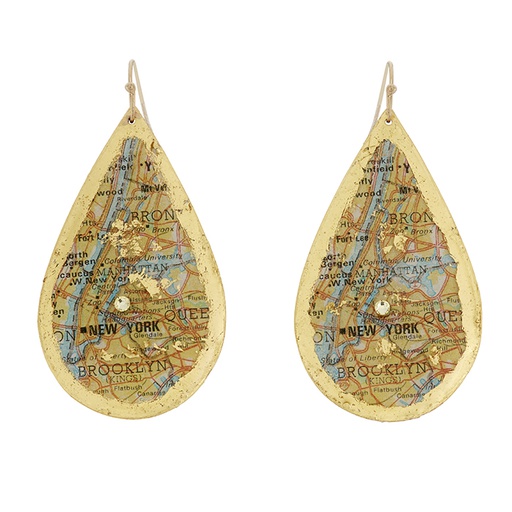 New York City Map Teardrop Earrings