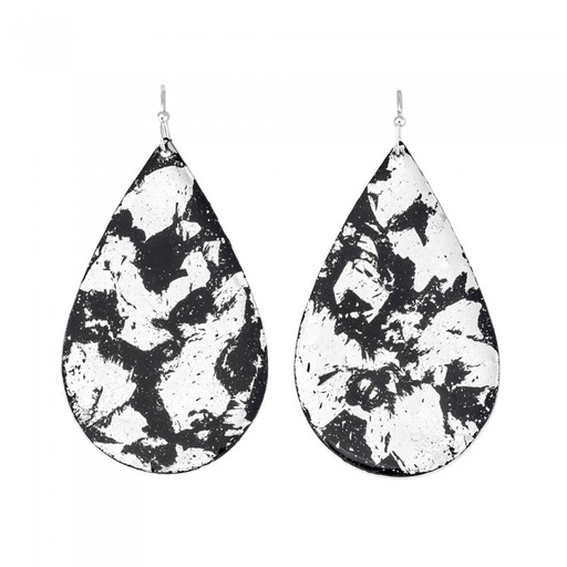 [EV.FASH.0052718] Island Large Teardrop Earrings - Black/Silver