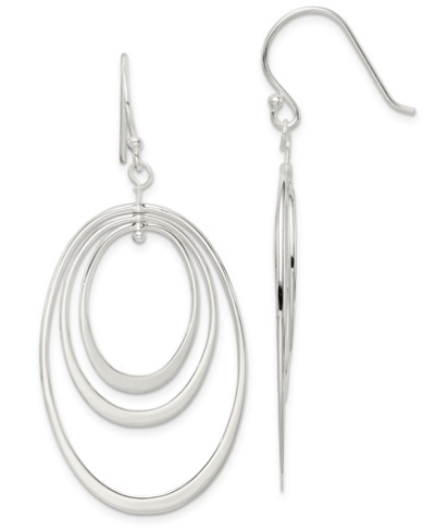 [QU.FASH.0052791] Sterling Silver Polished Triple Oval Dangle Earrings