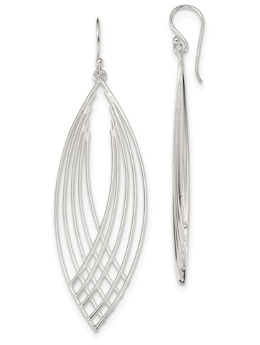 [QU.FASH.0052792] Sterling Silver Fancy Dangle Shepherd Hook Earrings