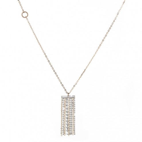 [TE.FASH.0052812] Tokyo Necklace With Hanging Chains & Crystals
