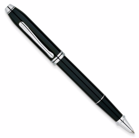 [QU.WRIT.0053069] Townsend Black Lacquer Rhodium-Plated Selectip Rolling Ball Pen