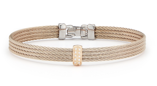 [AL.FASH.0053072] Carnation Cable Barred Bracelet With 18k Rose Gold & Diamonds