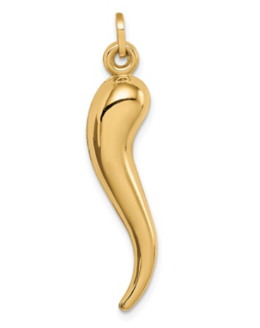 [QU.GOLD.0053099] 14k Hollow 3d Italian Horn Charm