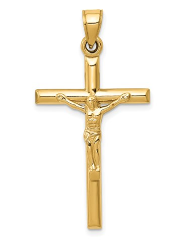 [QU.GOLD.0053135] 14k Hollow Crucifix Pendant
