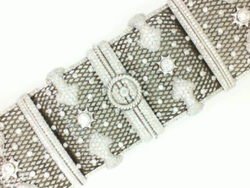 [BA.DIAM.0053138] 18k White Gold Diamond & Black Lace 5 Section Bracelet