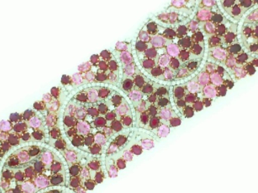 [BA.GEMS.0053140] 18k Rose Gold Ruby & Pink Sapphire Diamond Bracelet