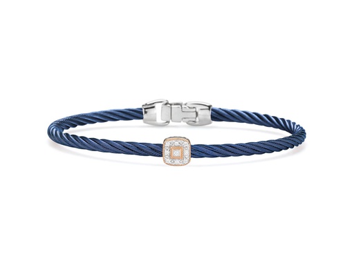 [AL.FASH.0053144] Blueberry Cable Essential Stackable Bracelet With Single Square Diamond Station Set In 18k Rose Gold