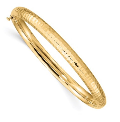 [QU.GOLD.0053211] 14k 3/16 Hammered Children's Hinged Bangle