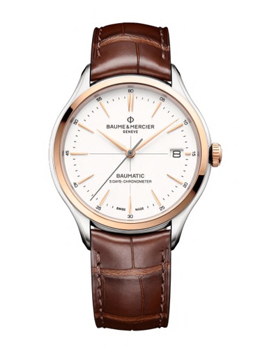 [BA.WATC.0053292] Clifton Baumatic Rose Gold & Steel On Strap