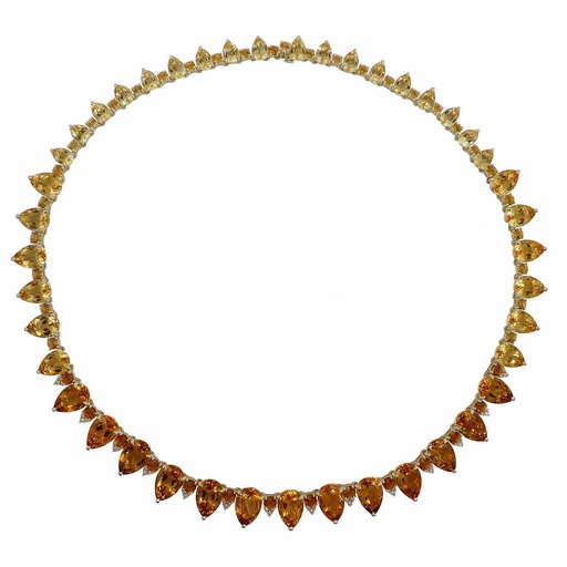 [LA.GEMS.0053523] Ombre Pear Shape Citrine & Diamond Necklace