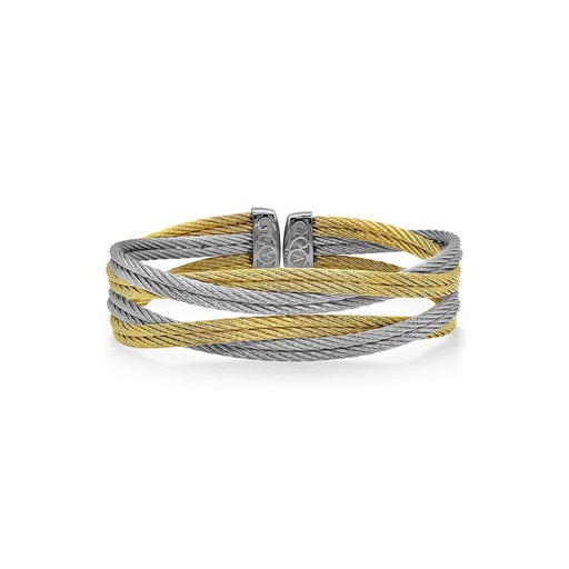 [AL.FASH.0053542] Grey & Yellow Cable Entwine Cuff