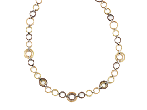 [AL.FASH.0053545] Bronze, Rose, & Yellow Cable Interlock Necklace