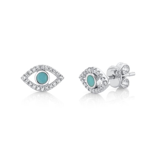 Diamond Composite Turquoise Eye Stud Earrings