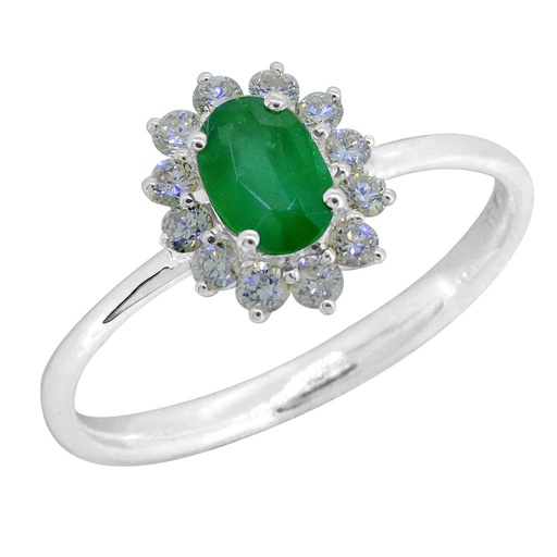 [LA.GEMS.0053794] 14k Emerald & Diamond Ring
