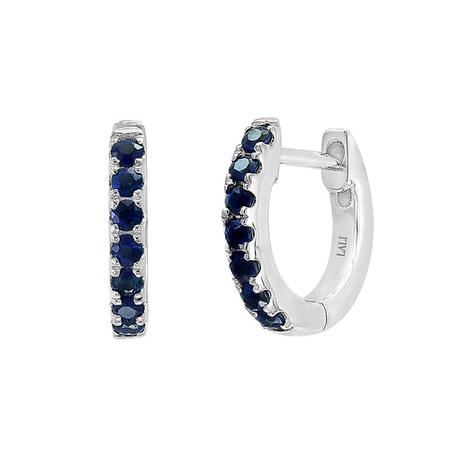 [LA.GEMS.0053800] 14k White Gold Sapphire Huggies