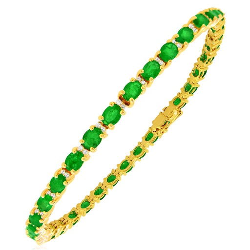 [LA.GEMS.0053804] 14k Yellow Gold Emerald & Diamond Bracelet