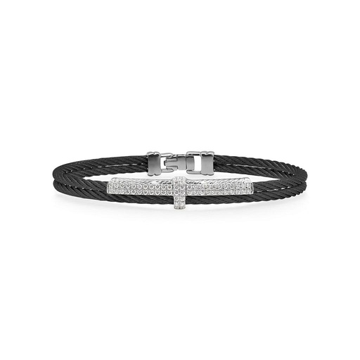 [AL.FASH.0053874] Black Cable Petite Opulence Bracelet With 18k White Gold & Diamonds