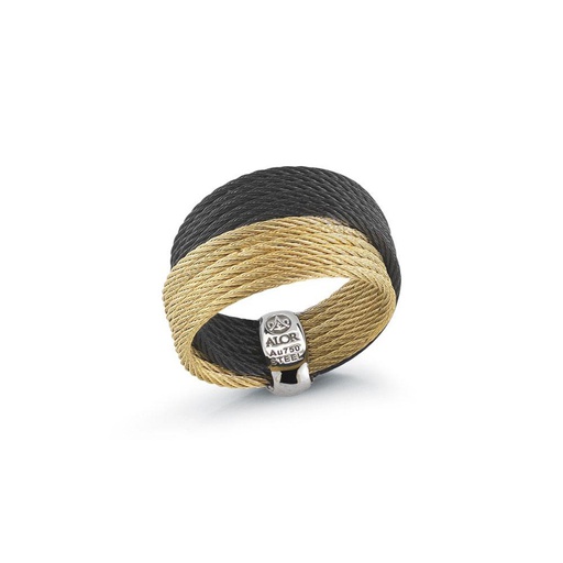 [AL.FASH.0053881] Black & Yellow Cable Cross Ring