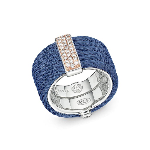 [AL.FASH.0053882] Blueberry Cable Monochrome Ring With 18k Rose Gold & Diamonds