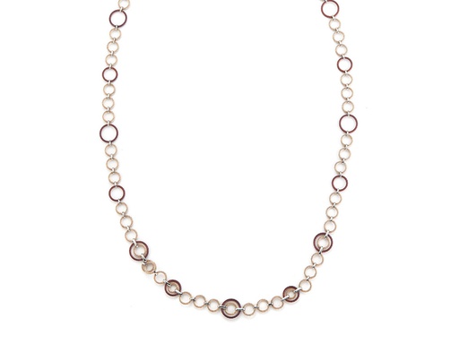 [AL.FASH.0053883] Carnation & Burgundy Cable Interlock Necklace