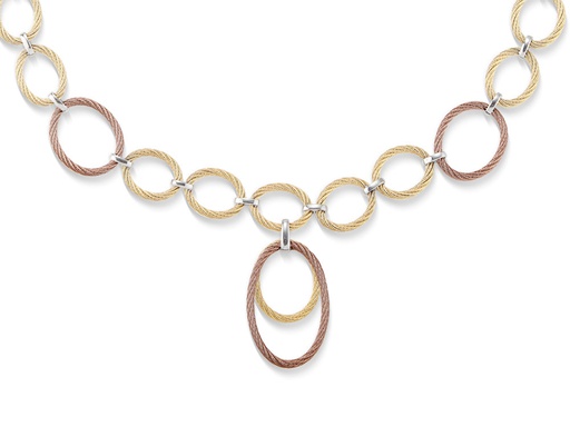 [AL.FASH.0053884] Bronze & Yellow Cable Drop Interlock Necklace