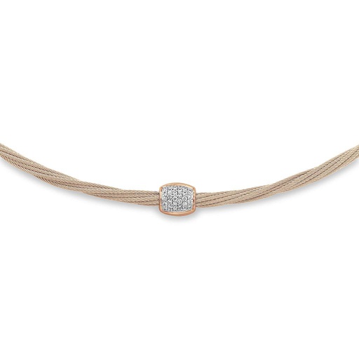 [AL.FASH.0053885] Carnation Cable Helix Necklace With 18k Rose Gold & Diamonds