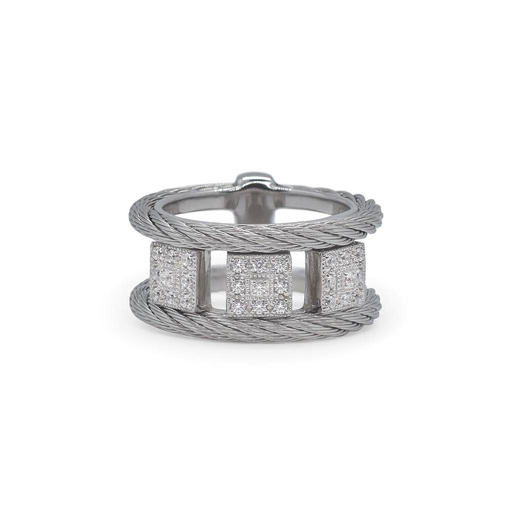 Grey Cable Reflections Ring With 18k White Gold & Diamonds