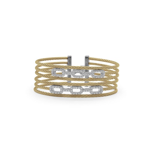 [AL.FASH.0053990] Yellow Cable Layered Links Bracelet With 18k White Gold & Diamonds