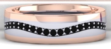 [GE.WEDD.0054116] 18k Rose Gold & Platinum Black Diamond Wedding Band