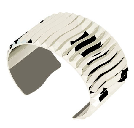 [TE.FASH.0054276] White Wide Wave Cuff