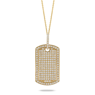14k Gold Pave Diamond Dog Tag