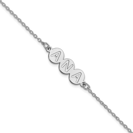 [QU.GOLD.0054471] 14k White Gold 3 Letter Bubble Bracelet