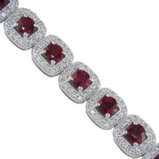 [SA.GEMS.0054474] 18k White Gold Ruby & Diamond Bracelet