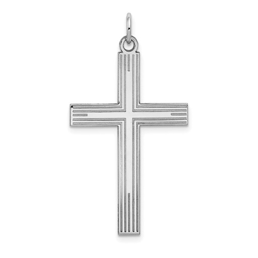 [QU.GOLD.0054478] 14k White Gold Laser Designed Cross Pendant