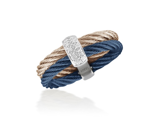 Double Cable Ring With 18k White Gold & Diamonds