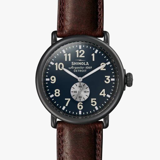 [SH.WATC.0054788] Runwell Black PVD 47mm Watch On Strap