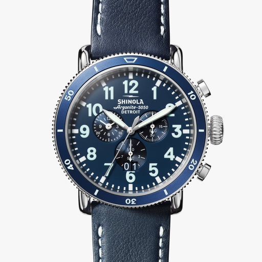 [SH.WATC.0054799] Runwell Sport 3 Eye 48mm Steel Watch On Strap