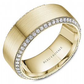 14k Beveled Diamond Edge Wedding Band