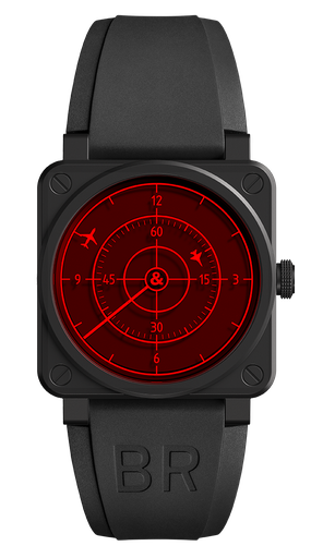 [BE.WATC.0054914] Br03 Red Radar Rubber Strap